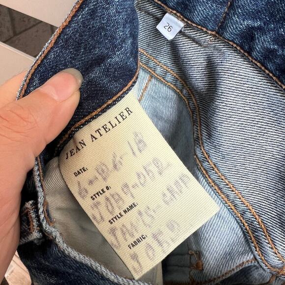 Jean Atelier Unique Grid Stitch Contrast Denim Flare Jeans Size 26 - Picture 8 of 8